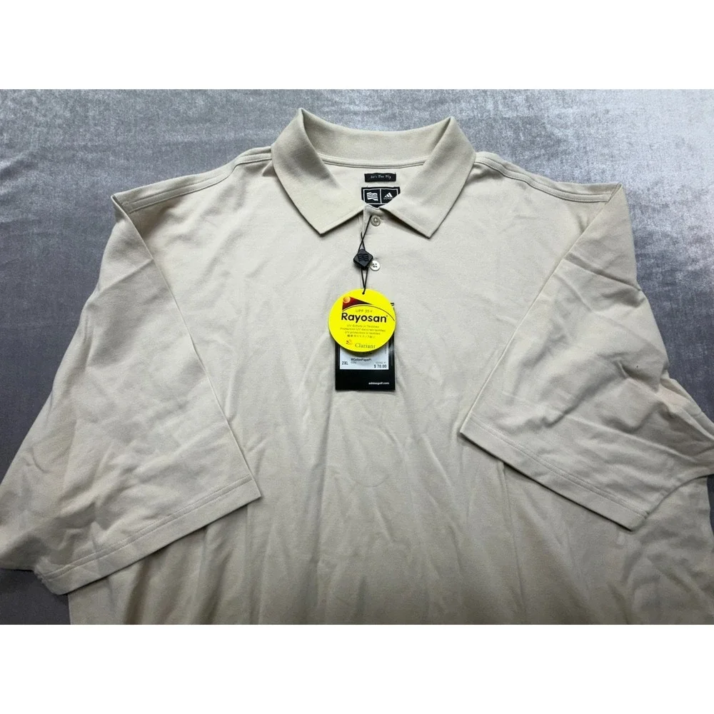NWT Adidas Rayosan Golf‎ Polo Shirt Beige 2XL UPF 35+ 80's Two Ply